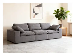 Sofá modular Cloud con espuma certificada, asiento tapizado, color gris