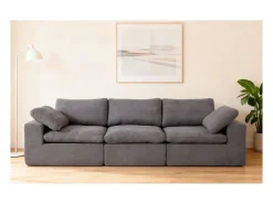 Sofá modular Cloud con espuma certificada, asiento tapizado, color gris
