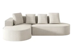 Sofá modular con chaise longue en L, asiento profundo, relleno de espuma comprimida, blanco