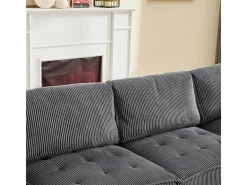 Sofá modular convertible en terciopelo gris - 6 plazas - ergonómico - con bolsillos de almacenamiento - 308x154x82cm