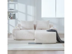 Sofá modular de 2 plazas - 200 x 174 x 80 cm - con 1 otomana + portavasos + bolsillo de almacenamiento - terciopelo - beige