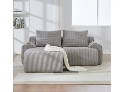 Sofá modular de 2 plazas - 200 x 174 x 80 cm - con 1 otomana + portavasos + bolsillo de almacenamiento - terciopelo - gris claro