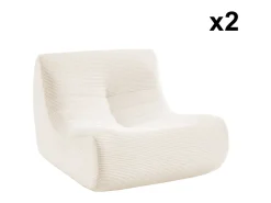 Sofá modular de pana, 2 plazas crema