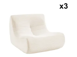 Sofá modular de pana, 3 plazas crema