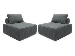 Sofá modular de pana, 2 plazas gris oscuro