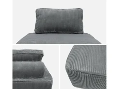Sofá modular de pana, 2 plazas gris oscuro
