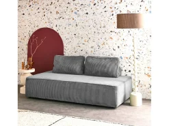 Sofá modular de pana, 2 plazas gris oscuro