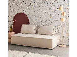 Sofá modular en tela lisa, 2 plazas crema