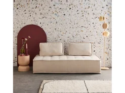Sofá modular en tela lisa, 2 plazas crema
