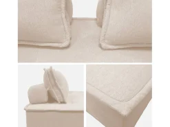 Sofá modular en tela lisa, 2 plazas crema