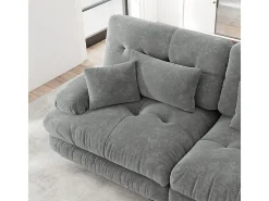 Sofá modular esquina 4 plazas - con 2 pouf y 6 cojines - DIY forma U/L - 406x145x81cm - Gris