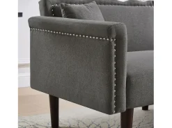 Sofá multifunción 2 en 1 - Sofá 2 plazas - Función reclinable - Respaldo doble ajustable individualmente - Tejido algodón-lino - Gris