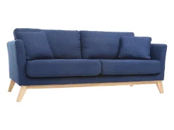 Sofá nórdico 3 plazas azul oscuro desenfundable patas madera OSLO