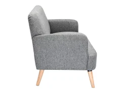 Sofá nórdico 2 plazas de tejido gris claro y madera clara ISKO