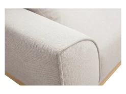 Sofá nórdico 3 plazas de tejido efecto aterciopelado texturizado beige y madera clara FREEMA