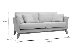 Sofá nórdico 3 plazas desenfundable beige y patas madera OSLO