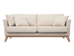 Sofá nórdico 3 plazas desenfundable beige y patas madera OSLO