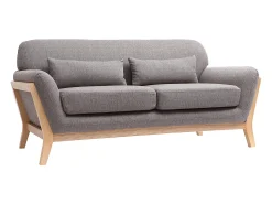 Sofá nórdico 2 plazas gris patas madera YOKO
