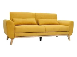Sofá nórdico 3 plazas terciopelo amarillo mostaza EKTOR