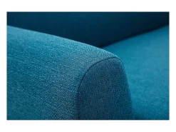 Sofá nórdico 2 plazas azul petróleo y madera de caucho maciza PURE