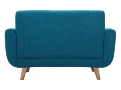 Sofá nórdico 2 plazas azul petróleo y madera de caucho maciza PURE