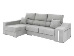 Sofá Oscar chaise longue izq. con 2 puffs gris, 263x100x85 cm