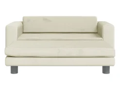 Sofá para niños con reposapiés terciopelo crema 100x50x30 cm ES700104