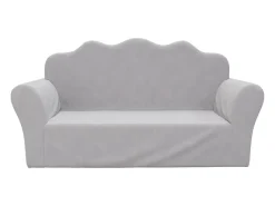 Sofá para niños de 2 plazas felpa suave gris claro ES452498