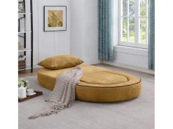 Sofá para salón en chenilla amarillo diseño moderno cómodo y resistente