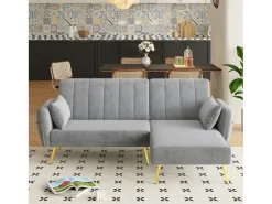 Sofá plegable de 3 plazas - 191,5 x 130 x 80 cm - sofá esquinero con función cama - terciopelo - gris