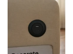 Sofá plegable de 2 plazas de chenilla beige con puerto USB y soporte para teléfono, ideal para salón y dormitorio