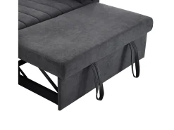 Sofá plegable de 2 plazas, terciopelo gris, con respaldo ajustable y portavasos, para salón o dormitorio