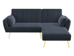 Sofá plegable moderno - Sofá en L - Sofá cama con esquina adicional - negro