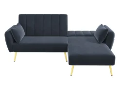 Sofá plegable moderno - Sofá en L - Sofá cama con esquina adicional - negro