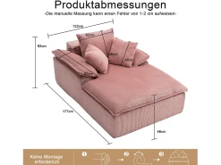Sofá reclinable de 1 plaza - Sillón de pana - No requiere montaje - Rosa