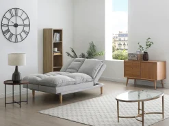 Sofá reclinable de 3 plazas convertible clic-clac en tejido gris claro PALOBU