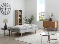 Sofá reclinable de 3 plazas convertible clic-clac en tejido gris claro PALOBU
