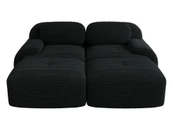 Sofá recto con reposabrazos curvos - Sofá de 2 plazas con respaldo y cojines decorativos - pana negra