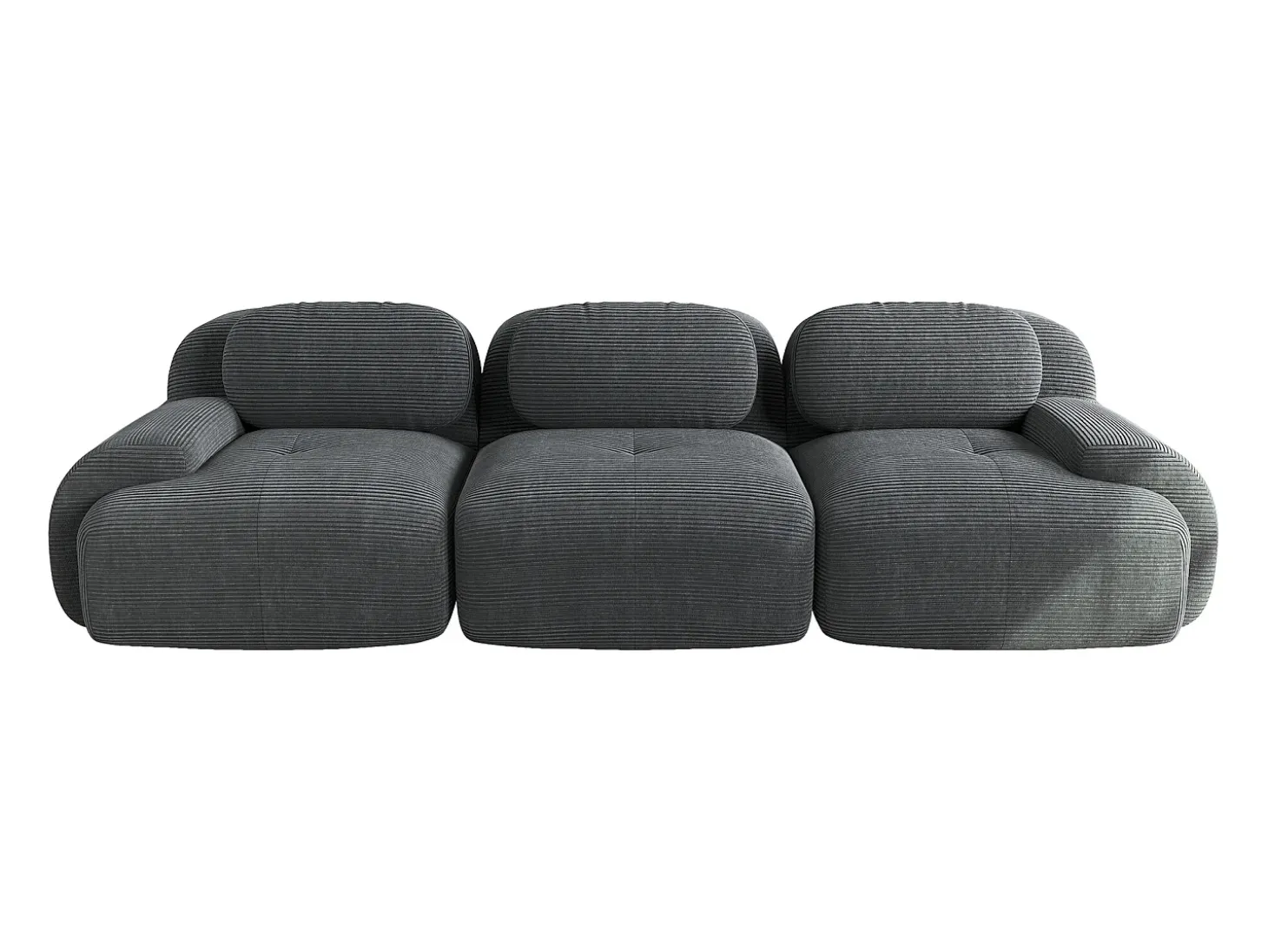 Sofá recto con reposabrazos curvos - Sofá 3 plazas con respaldo y cojines decorativos - pana gris