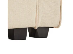 Sofá recto de lino beige - 4 plazas - con bolsillos en los reposabrazos y 4 cojines - 264x83x87cm