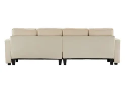 Sofá recto de lino beige - 4 plazas - con bolsillos en los reposabrazos y 4 cojines - 264x83x87cm