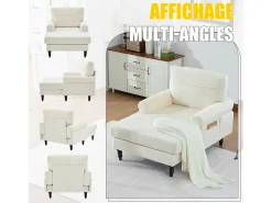 Sofá Relax de 1 Plaza en Felpa - Respaldo Envolvente - Asiento Extra Profundo 100cm - Estructura 250kg - Ideal para Salón, Oficina y Balcón - Pies de Madera Maciza