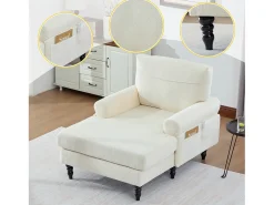 Sofá Relax de 1 Plaza en Felpa - Respaldo Envolvente - Asiento Extra Profundo 100cm - Estructura 250kg - Ideal para Salón, Oficina y Balcón - Pies de Madera Maciza