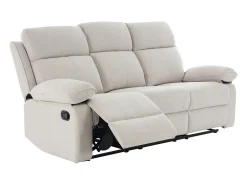 Sofá relax de 3 plazas de tela chenilla color beige LANA