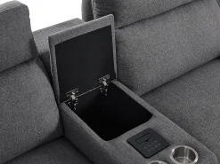 Sofá relax eléctrico de 2 plazas de tela gris VERETO