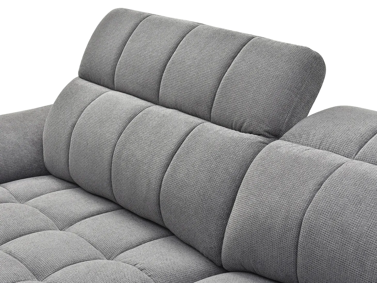 Sofá rinconera izquierda relax eléctrico en tela texturizada gris CELTIMO