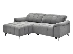 Sofá rinconera izquierda relax eléctrico en tela texturizada gris CELTIMO