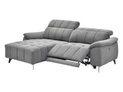 Sofá rinconera izquierda relax eléctrico en tela texturizada gris CELTIMO