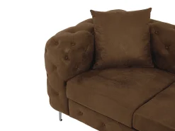 Sofá rinconera chesterfield reversible de microfibra efecto cuero envejecido marrón EDWINA