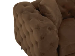 Sofá rinconera chesterfield reversible de microfibra efecto cuero envejecido marrón EDWINA